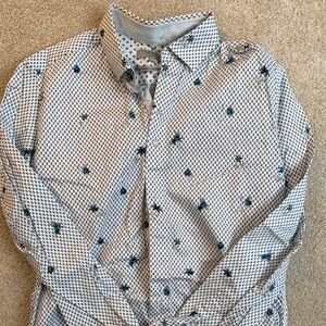 Ted Baker London White and Navy Patterned Shirt